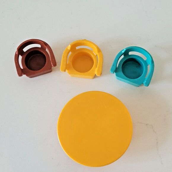 Vintage Fisher Price Little People Yellow Round Table With 3 Chairs Mixed Lot - Picture 2 of 9